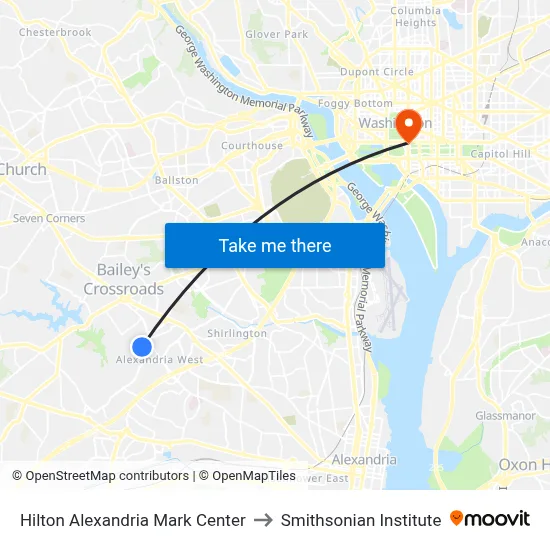Hilton Alexandria Mark Center to Smithsonian Institute map
