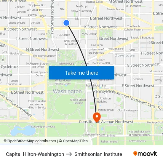 Capital Hilton-Washington to Smithsonian Institute map