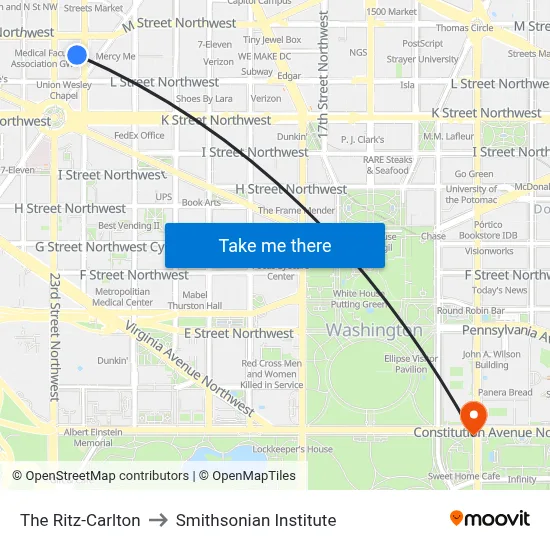 The Ritz-Carlton to Smithsonian Institute map