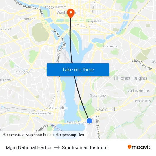 Mgm National Harbor to Smithsonian Institute map