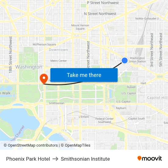 Phoenix Park Hotel to Smithsonian Institute map