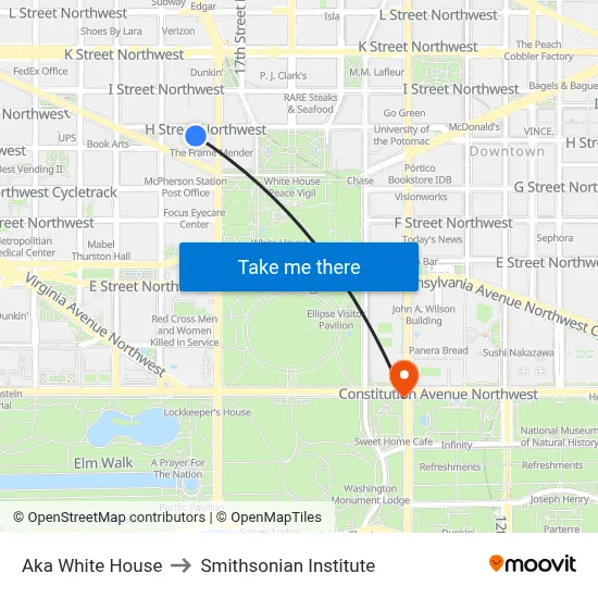 Aka White House to Smithsonian Institute map
