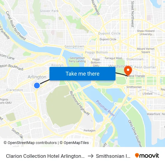 Clarion Collection Hotel Arlington Court Suites to Smithsonian Institute map