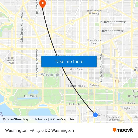 Washington to Lyle DC Washington map