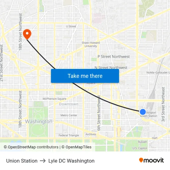 Union Station to Lyle DC Washington map