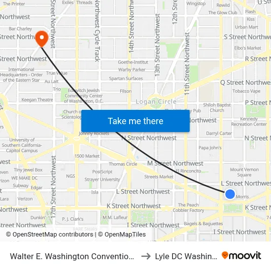 Walter E. Washington Convention Center to Lyle DC Washington map