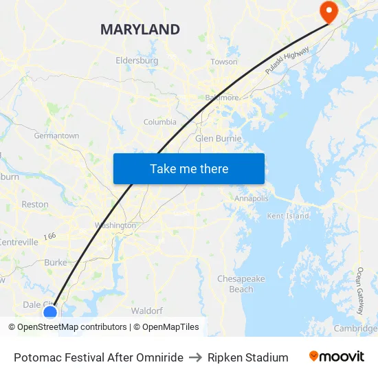 Potomac Festival After Omniride to Ripken Stadium map