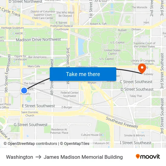 Washington to James Madison Memorial Building map
