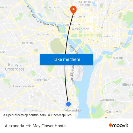 Alexandria to May Flower Hostel map