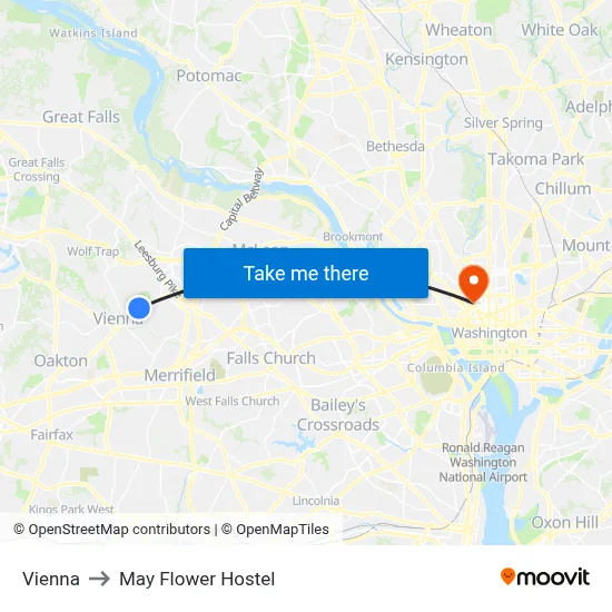 Vienna to May Flower Hostel map