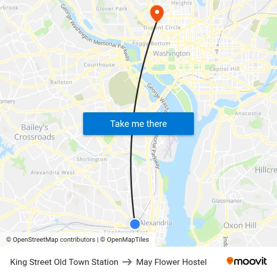 King Street Old Town Station to May Flower Hostel map