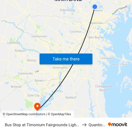 Bus Stop at Timonium Fairgrounds Light Rail Station Sb to Quantico, VA map