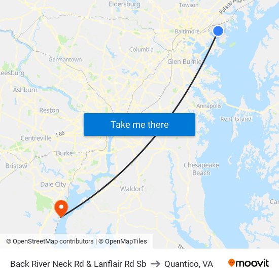 Back River Neck Rd & Lanflair Rd Sb to Quantico, VA map