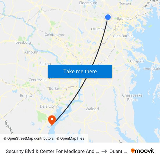 Security Blvd & Center For Medicare And Medicaid Services Eb to Quantico, VA map