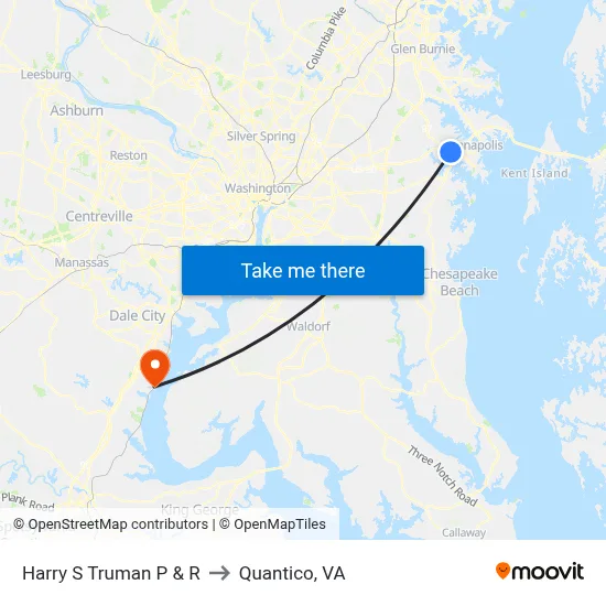 Harry S Truman P & R to Quantico, VA map