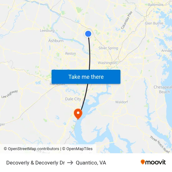 Decoverly & Decoverly Dr to Quantico, VA map