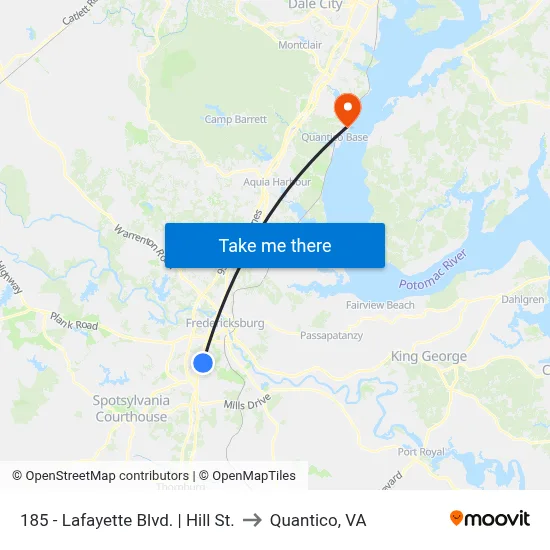 185 - Lafayette Blvd. | Hill St. to Quantico, VA map