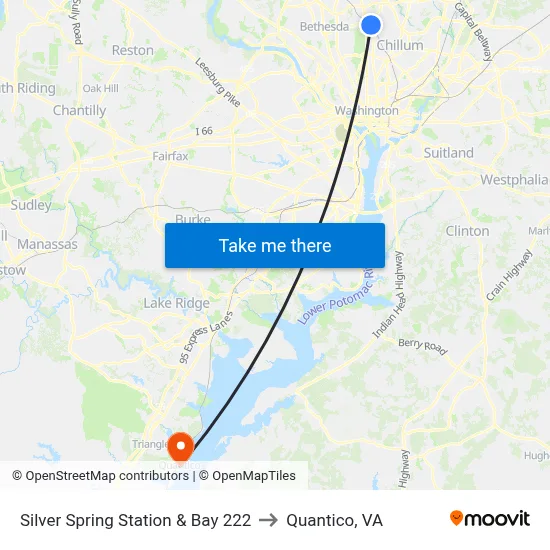 Silver Spring Station & Bay 222 to Quantico, VA map