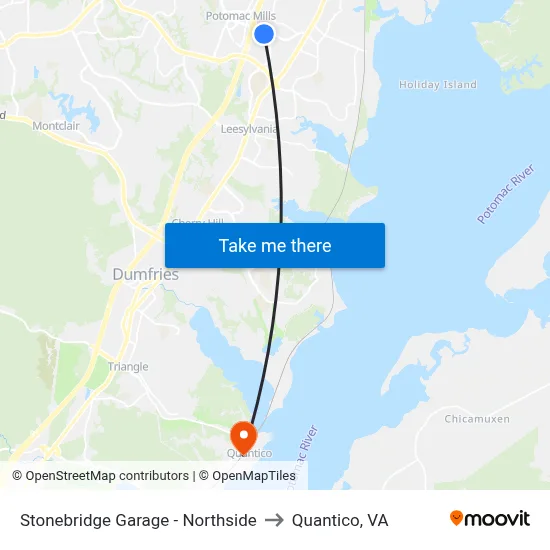 Stonebridge Garage - Northside to Quantico, VA map