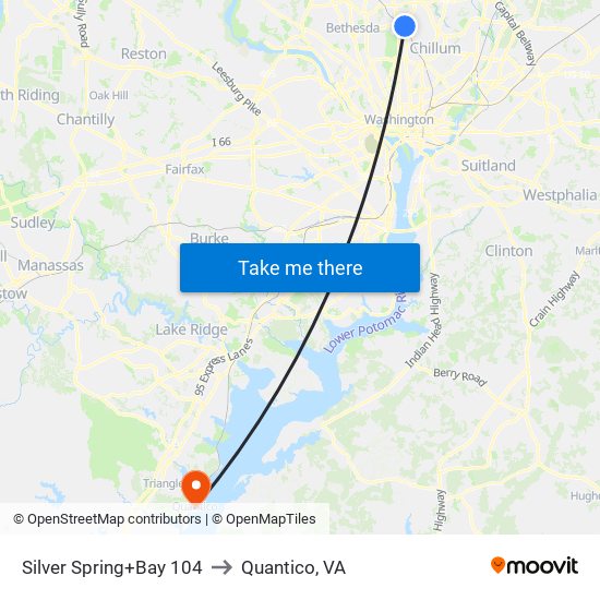 Silver Spring+Bay 104 to Quantico, VA map