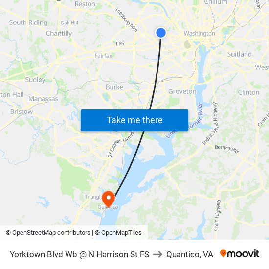 Yorktown Blvd Wb @ N Harrison St FS to Quantico, VA map