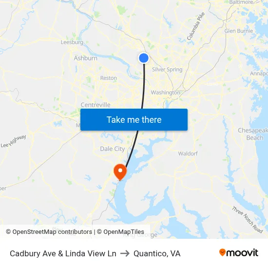 Cadbury Ave & Linda View Ln to Quantico, VA map