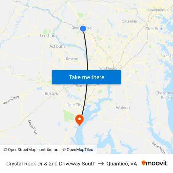 Crystal Rock Dr & 2nd Driveway South to Quantico, VA map