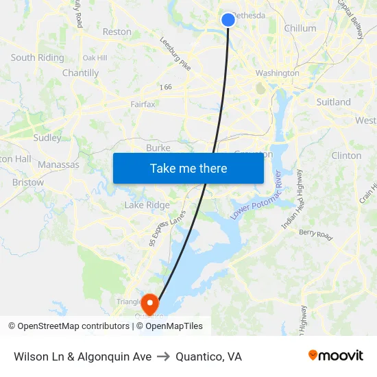 Wilson Ln & Algonquin Ave to Quantico, VA map