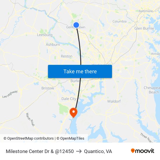 Milestone Center Dr & @12450 to Quantico, VA map