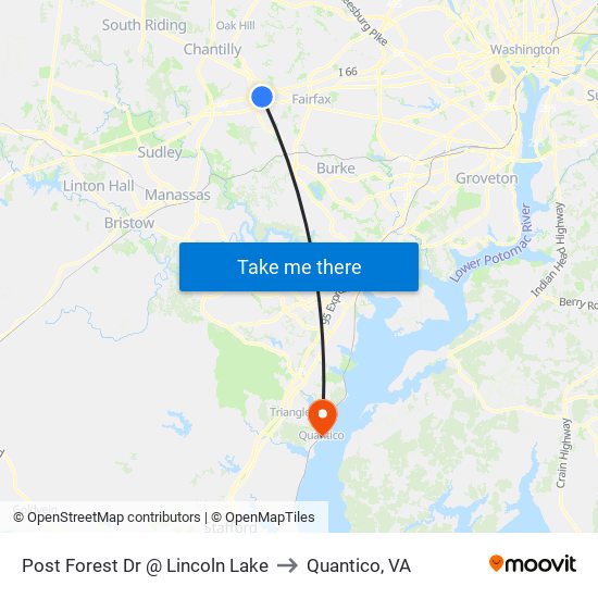 Post Forest Dr @ Lincoln Lake to Quantico, VA map