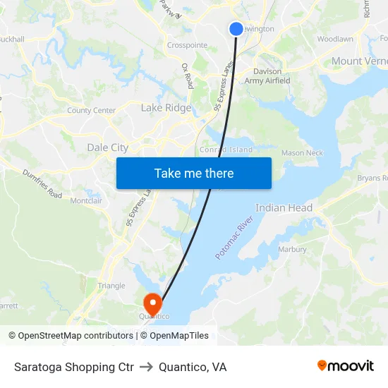 Saratoga Shopping Ctr to Quantico, VA map