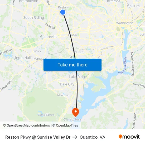 Reston Pkwy @ Sunrise Valley Dr to Quantico, VA map