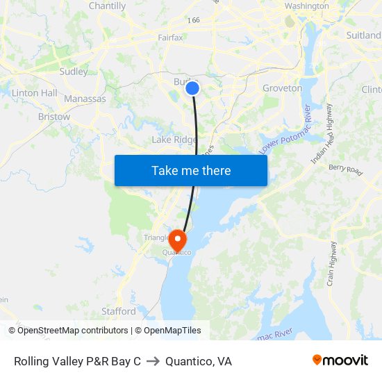 Rolling Valley P&R Bay C to Quantico, VA map