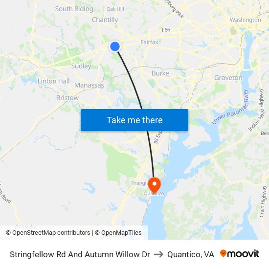 Stringfellow Rd And Autumn Willow Dr to Quantico, VA map