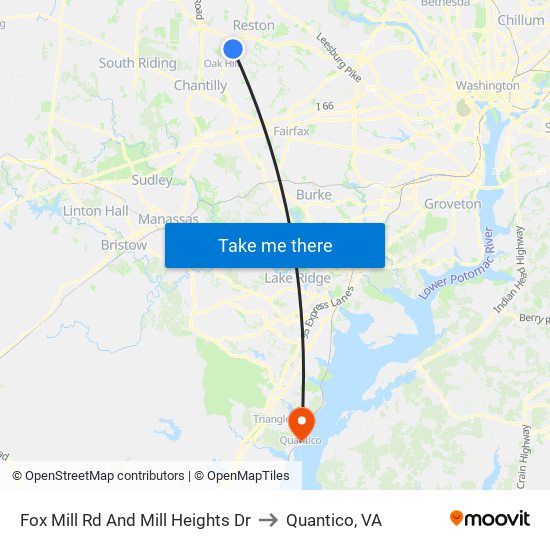Fox Mill Rd And Mill Heights Dr to Quantico, VA map