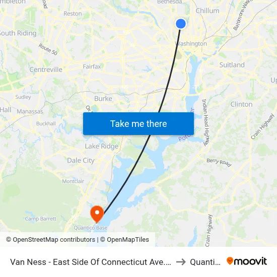 Van Ness - East Side Of Connecticut Ave. North Of Veazy St. NW to Quantico, VA map
