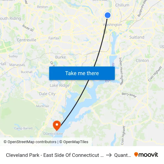 Cleveland Park - East Side Of Connecticut Ave., North Of Ordway St. NW to Quantico, VA map