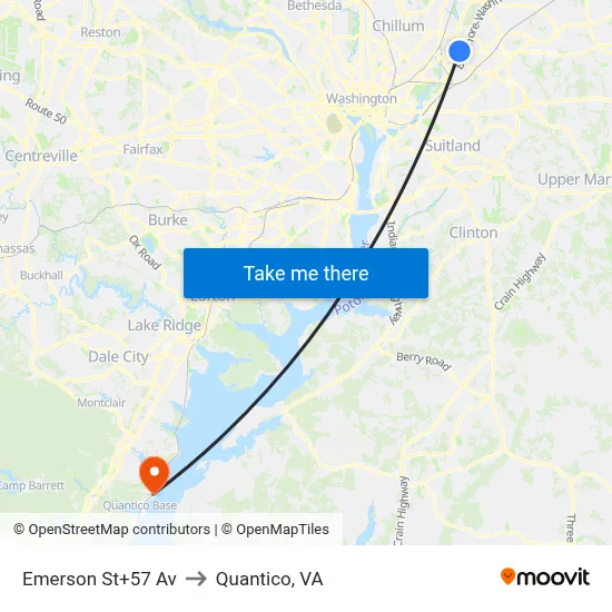 Emerson St+57 Av to Quantico, VA map