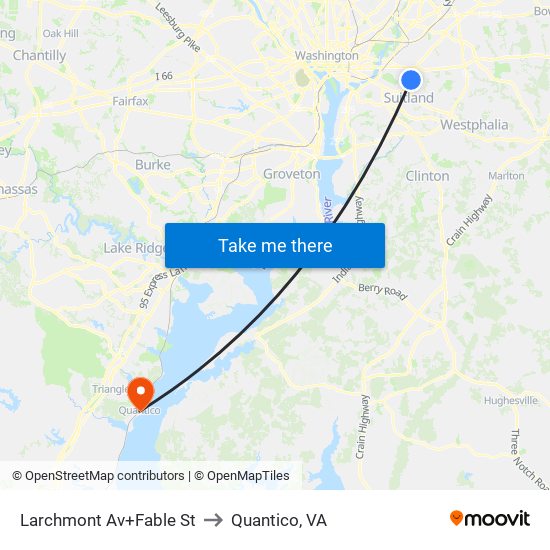 Larchmont Av+Fable St to Quantico, VA map