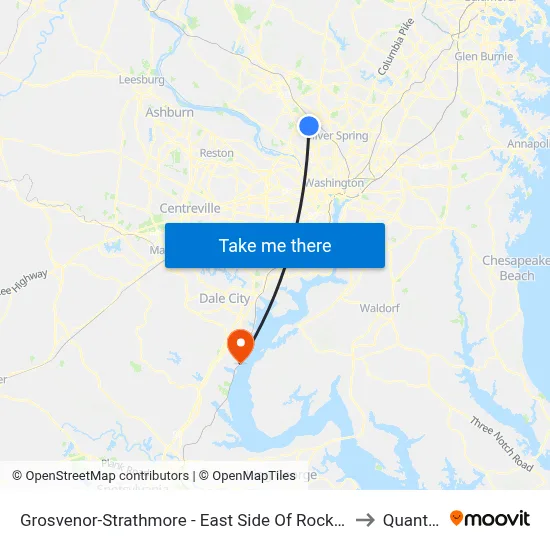 Grosvenor-Strathmore - East Side Of Rockville Pike Near Tuckerman Ln. to Quantico, VA map