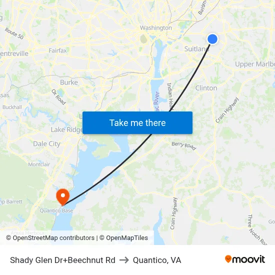 Shady Glen Dr+Beechnut Rd to Quantico, VA map