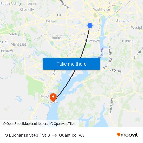 S Buchanan St+31 St S to Quantico, VA map