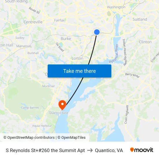 S Reynolds St+#260 the Summit Apt to Quantico, VA map