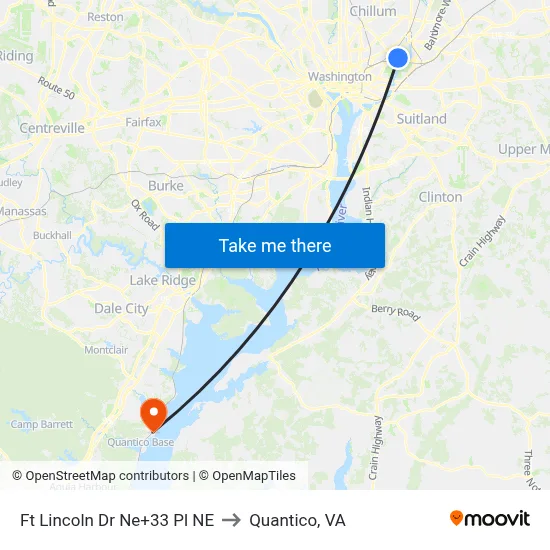 Ft Lincoln Dr Ne+33 Pl NE to Quantico, VA map