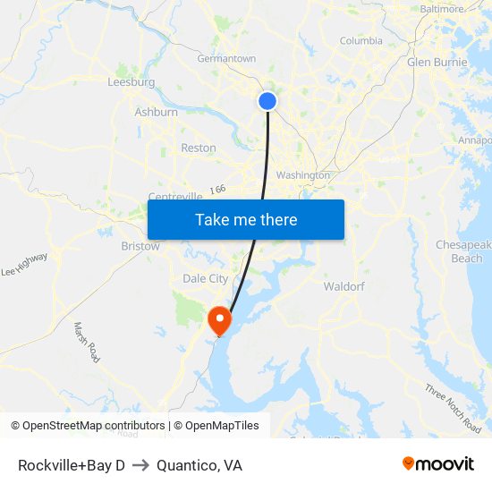 Rockville+Bay D to Quantico, VA map
