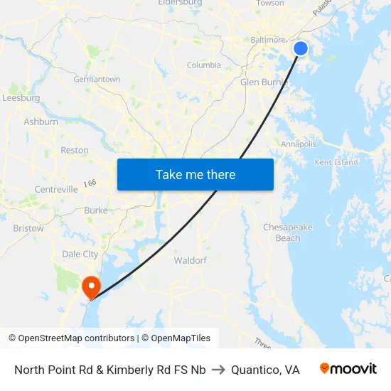 North Point Rd & Kimberly Rd FS Nb to Quantico, VA map