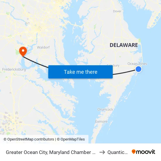 Greater Ocean City, Maryland Chamber Of Commerce to Quantico, VA map
