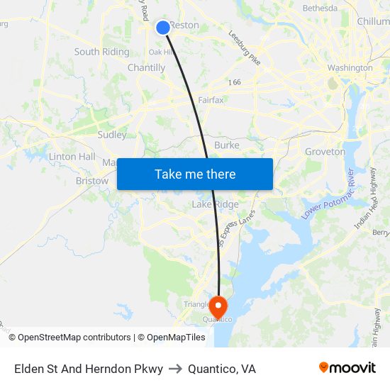 Elden St And Herndon Pkwy to Quantico, VA map