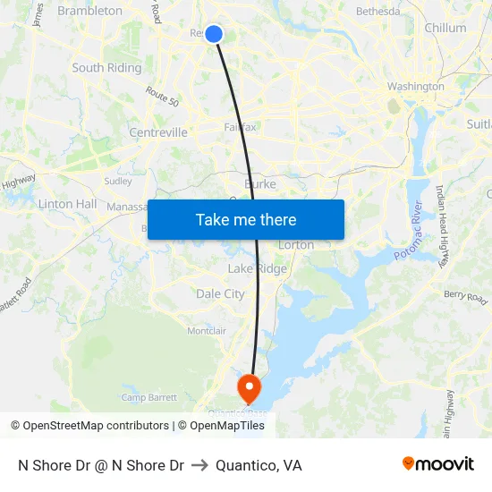 N Shore Dr @ N Shore Dr to Quantico, VA map