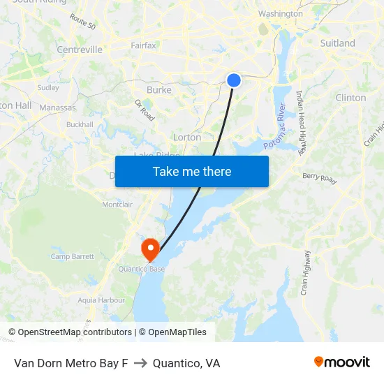 Van Dorn Metro Bay F to Quantico, VA map